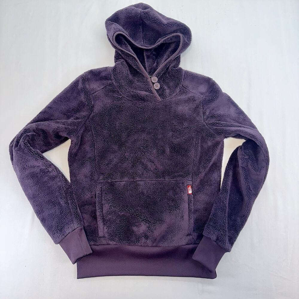 The North Face Womens Small Purple Fleece Hoodie Pullover Cozy Kangaroo Pocket